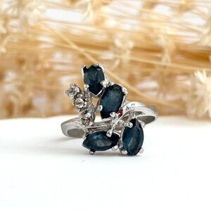 Elegant Silver and Blue Gemstone Ring